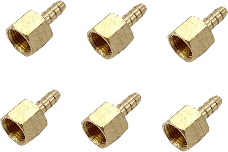 Bumugufu 6 Pcs 1/8" NPT Female x 1/8" Barb Brass Hose to Pipe Adapter,1/8" FNPT to Barb Hose Fittings for Water,Oil, Gas, Compressor - Image 5